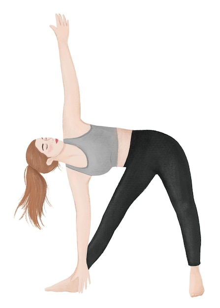 Une femme qui s'étire png illustration de bien-être fond transparent