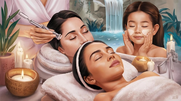 Une femme recevant un traitement de spa hifu une fille recevant un ultra ancien massage du visage