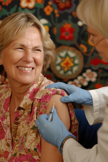 Photo une femme recevant un vaccin d'un médecin