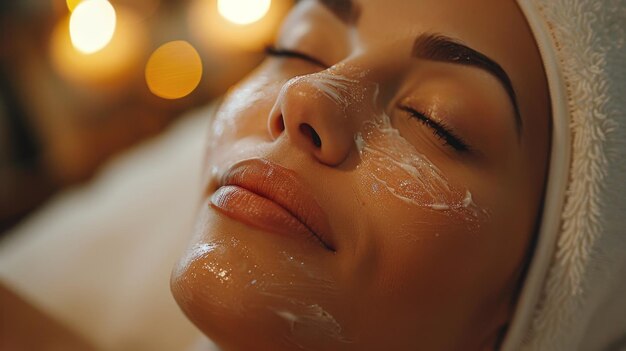 Une femme reçoit un masque facial