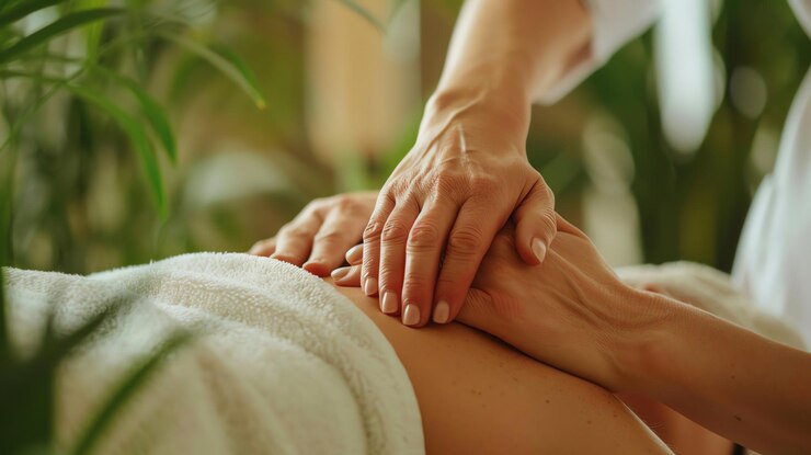 Photo une femme reçoit un massage du dos dans un spa