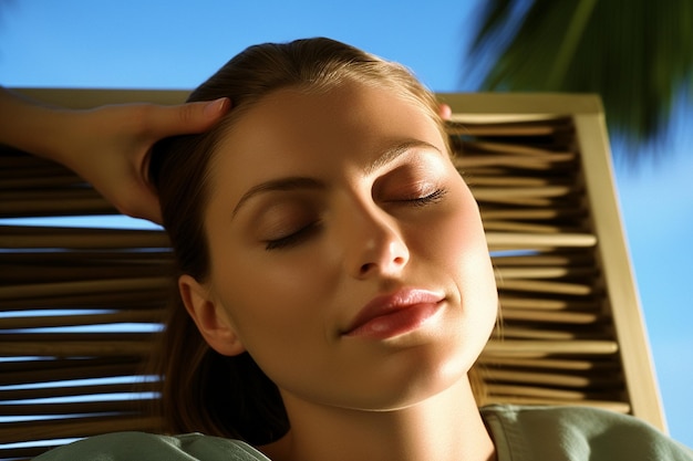 Une femme reçoit un massage sur la plage.