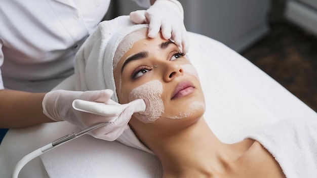Une femme reçoit un traitement de beauté pour le soin de la peau