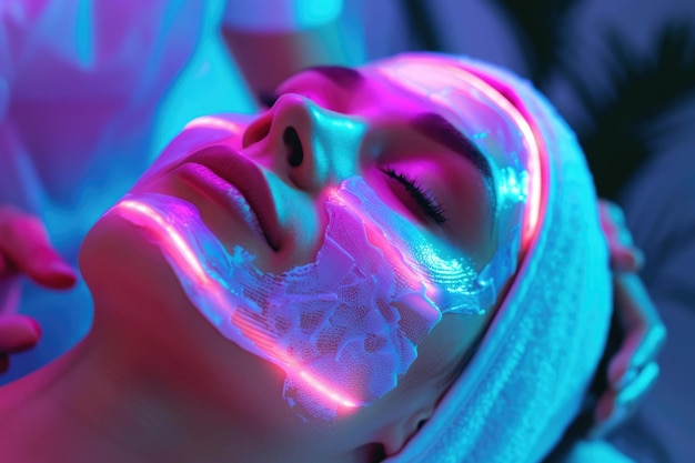 Photo une femme reçoit un traitement facial dans un salon idéal pour l'industrie de la beauté et des soins de la peau