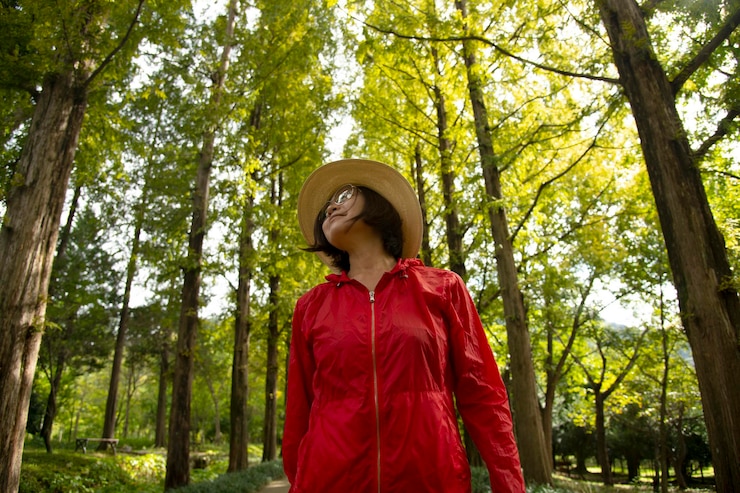 Photo une femme regardant la forêt.