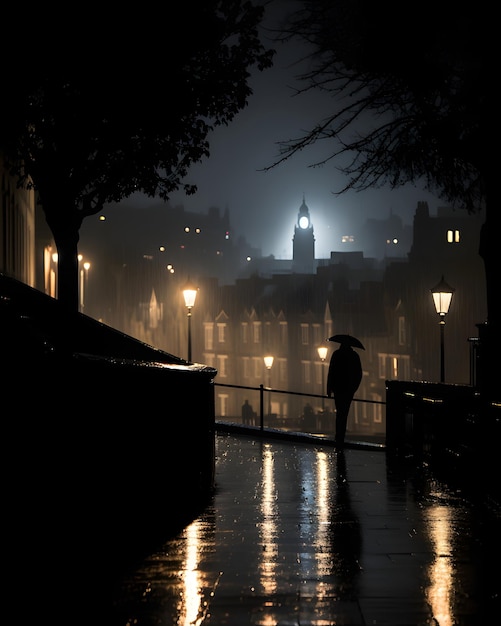 Femme regarde à travers la pluie