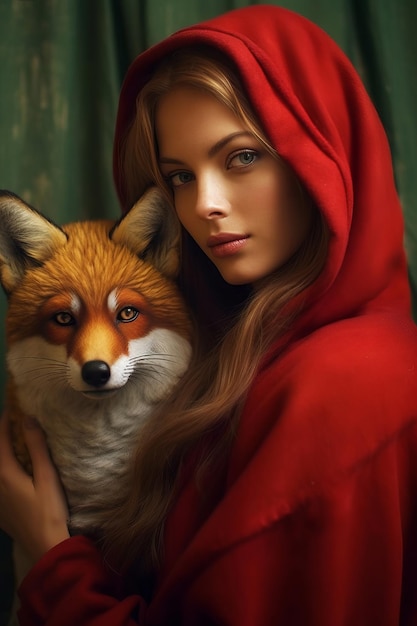 Une femme avec un renard