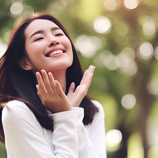 Une femme respirant de l'air frais