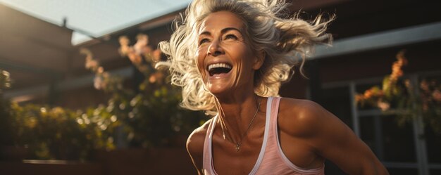 Photo une femme à la retraite apprend à jouer un nouveau fond