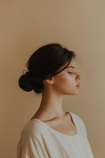 Femme en robe blanche avec les cheveux tressés IA générative