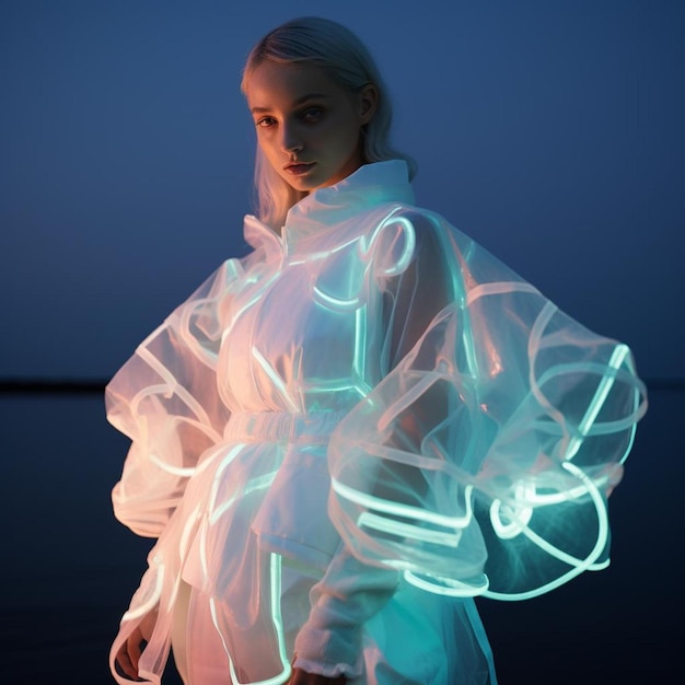 Photo une femme avec une robe blanche qui a le mot 