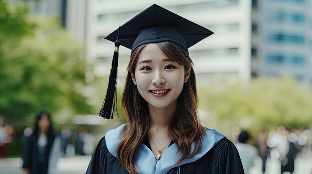 une femme en robe de graduation