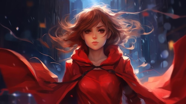 Femme en rouge sous la pluie