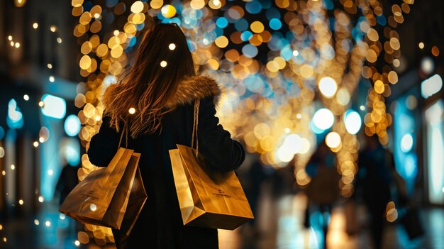 Photo une femme avec un sac qui dit le mot sur le devant