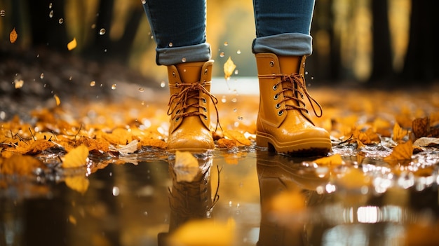 Photo une femme se promène dans le parc d'automne.