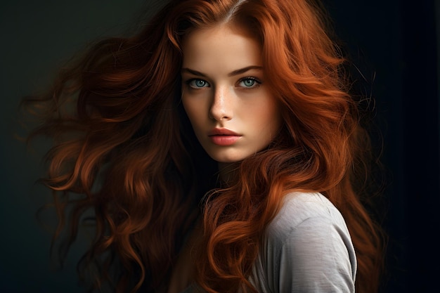 Une femme séduisante aux cheveux roux.