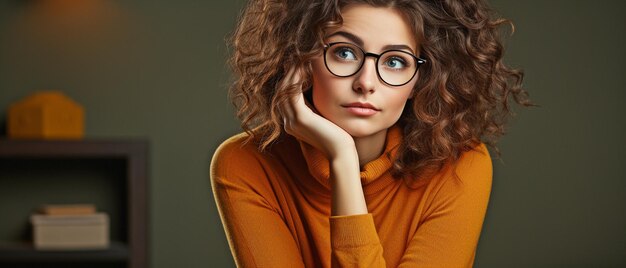 Photo une femme sensible et sympathique qui entend parler de problèmes et de nouvelles terribles, une femme déprimée qui se sent indifférente et distante, qui doute de la loyauté, qui évalue le juge.