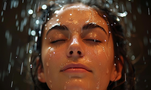 une femme avec ses yeux fermés et les yeux fermés