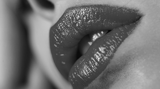 Photo femme sexy lèvres rouges sensuelles maquillage pour les lèvres séduisante femme