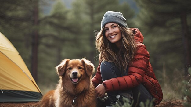 Une femme et son chien rejoignent un milieu où les animaux de compagnie sont appréciés