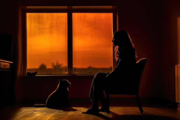 Une femme et son compagnon félin assis ensemble dans une chaise confortable