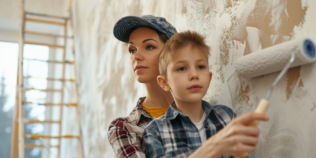 Photo une femme et son fils regardent une caméra