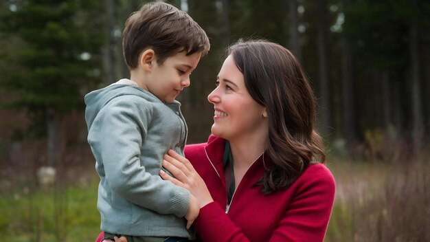 Une femme avec son fils.