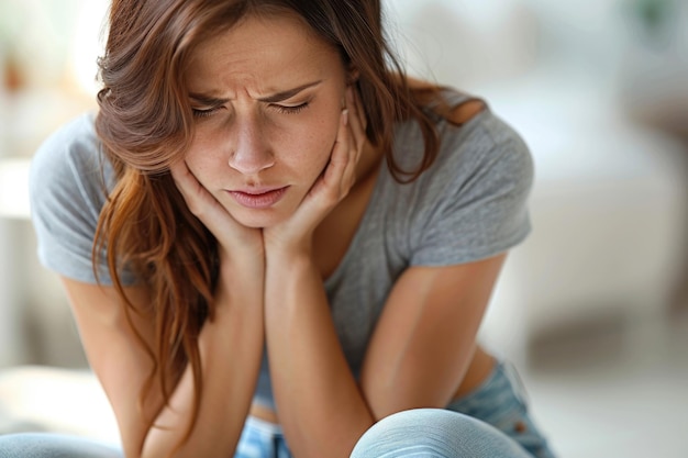 Une femme souffre de douleurs rénales représentant l'inconfort et la détresse causés par des problèmes rénaux soulignant l'importance de l'attention médicale et des soins pour la santé rénale