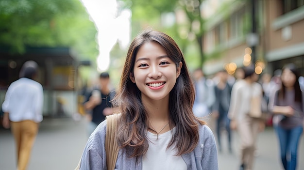 une femme souriant à la caméra