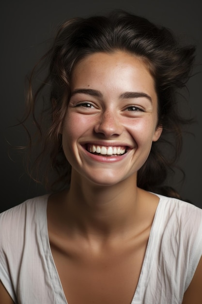 une femme souriant à la caméra