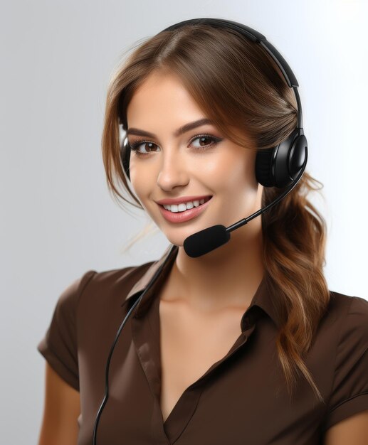 Une femme souriante avec un casque