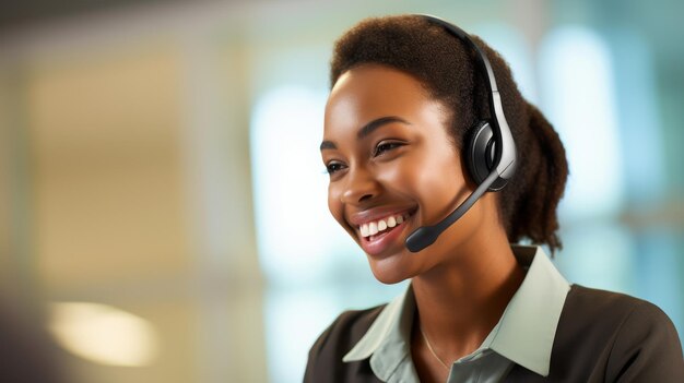 Une femme souriante avec un casque