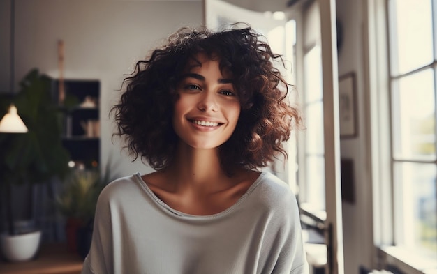 Femme souriante IA générative