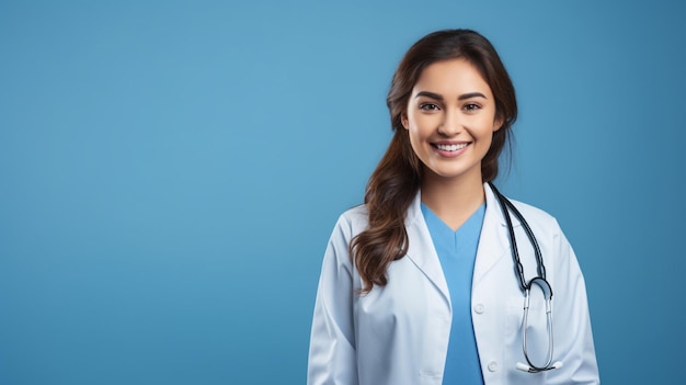 femme souriante portant l'uniforme de médecin