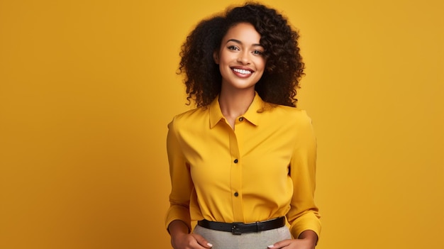 une femme souriante portant un uniforme officiel