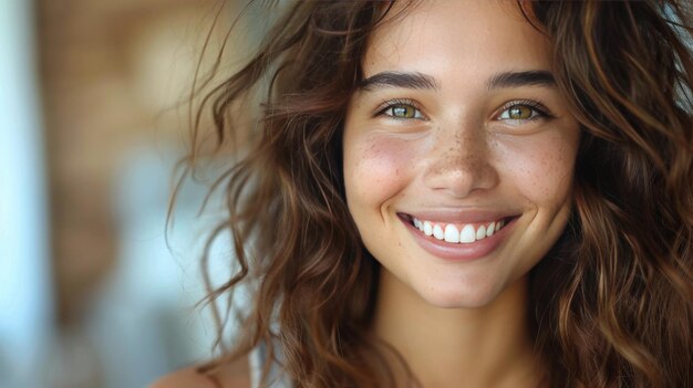 Une femme souriante en tank top