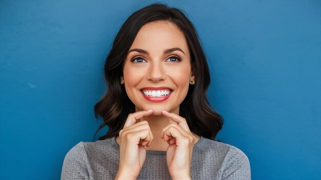 Photo une femme avec un sourire parfait portant des aligners dentaires invisibles pour la correction dentaire