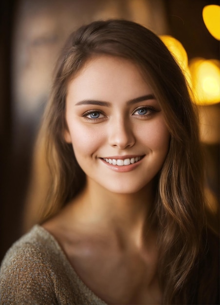 une femme avec un sourire qui porte un pull