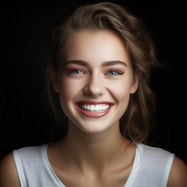 une femme avec un sourire qui sourit