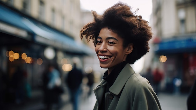 Une femme avec un sourire sur son visage