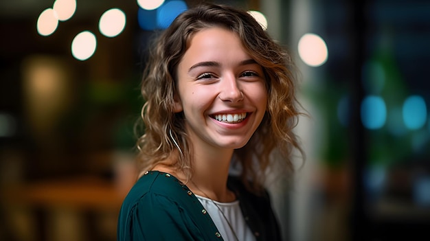 Une femme avec un sourire sur son visage