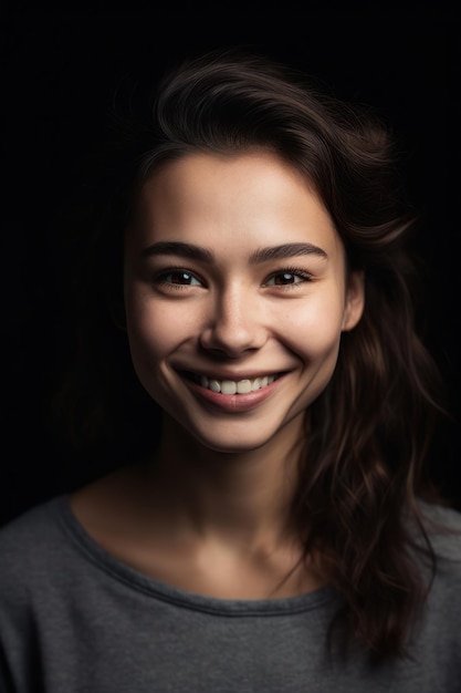 Une femme avec un sourire sur son visage