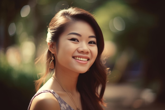 Photo une femme avec un sourire sur son visage