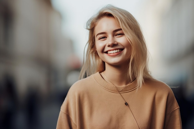 Une femme avec un sourire sur son visage