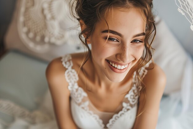 Photo une femme avec un sourire sur le visage