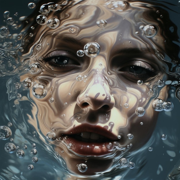 Une femme sous l'eau avec le mot aqua dessus