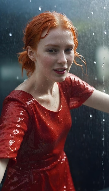 Photo une femme sous la pluie.