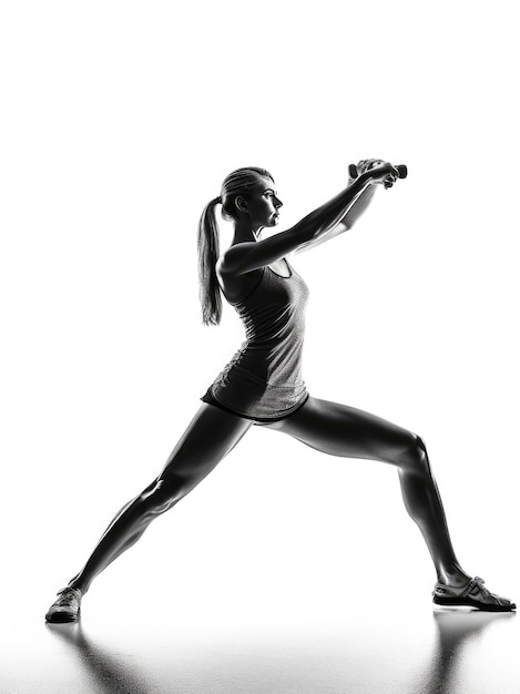 Photo une femme sportive exerçant sur un fond blanc généré par l'ia