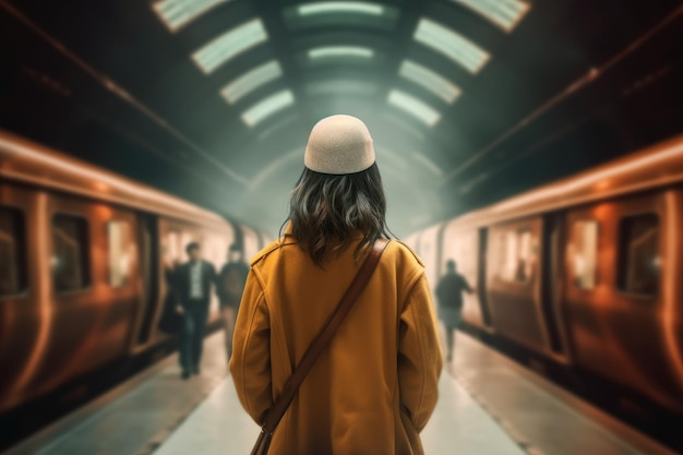 Femme station de métro Générer AI