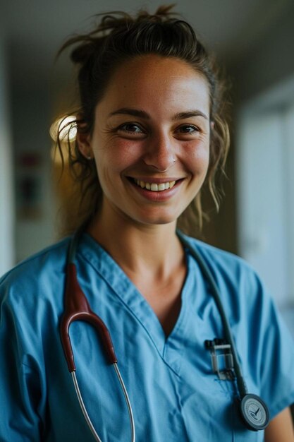 Photo une femme avec un stéthoscope à la main